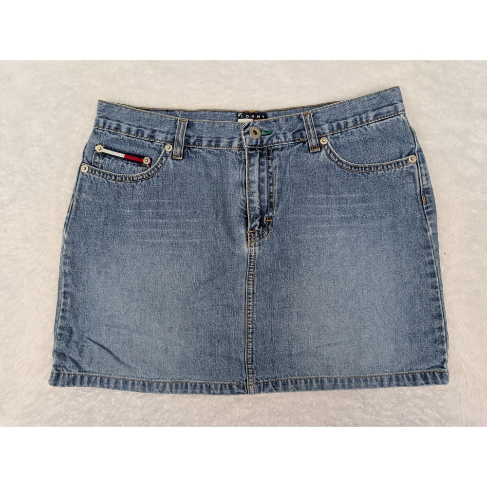 Tommy Hilfiger Mini Skirt Women's Size 11 Blue Denim Jean 90s Hipster